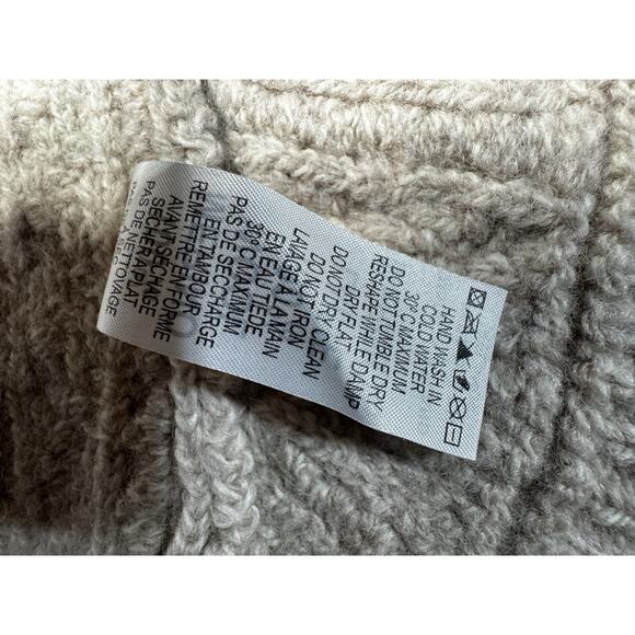 Inis Crafts Ireland Merino Wool Zip Cape Sweater S Natural Oatmeal Cable Knit - Picture 8 of 12